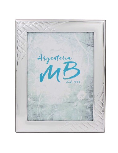 Silver Picture Frame 7 x 9 with Weaving Decoration