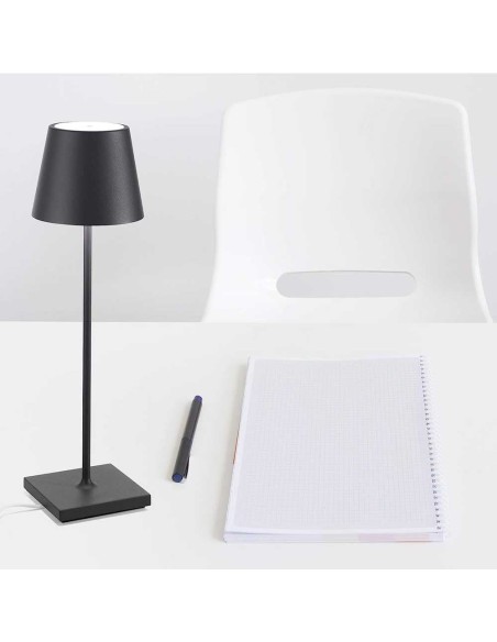 Poldina Pro Lampada da Tavolo LED Dimmerabile - Grigio Scuro
