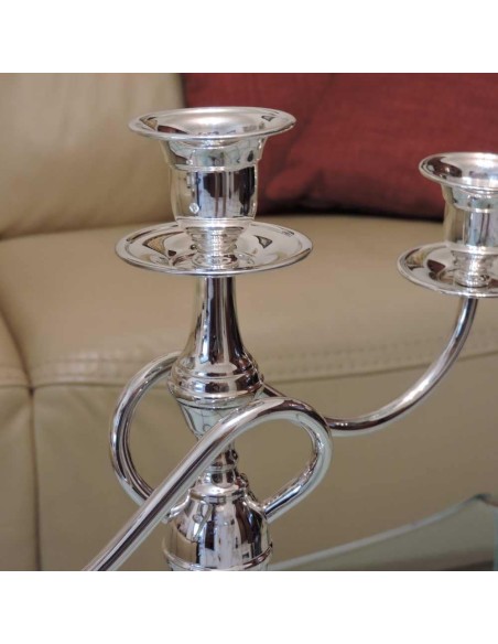 925 Sterling Silver Three Crossed Armed Candelabra 
