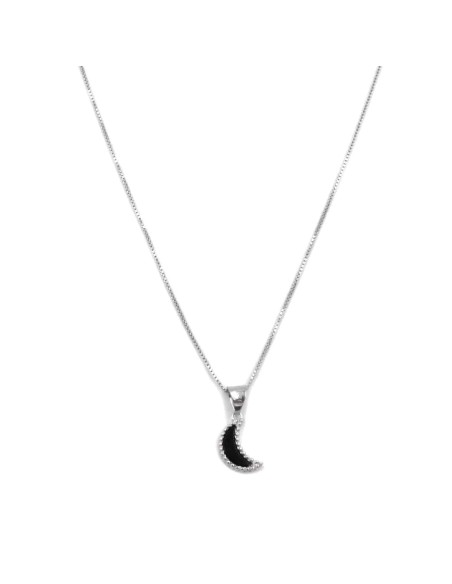 Collana con Ciondolo Mezza Luna in Argento 925 e Pietra Onice