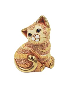 Cucciolo Gattino Rosso Scultura in Ceramica De Rosa...