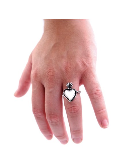 Sterling Silver Holy Heart Ring 