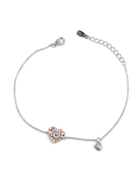 Bracciale Catena Donna in Argento 925 Rodiato Con Ciondolo Doppia Stella
