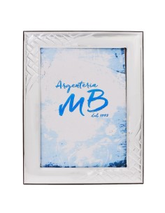 Silberner Fotorahmen mit Webdekoration 13x18 cm 2