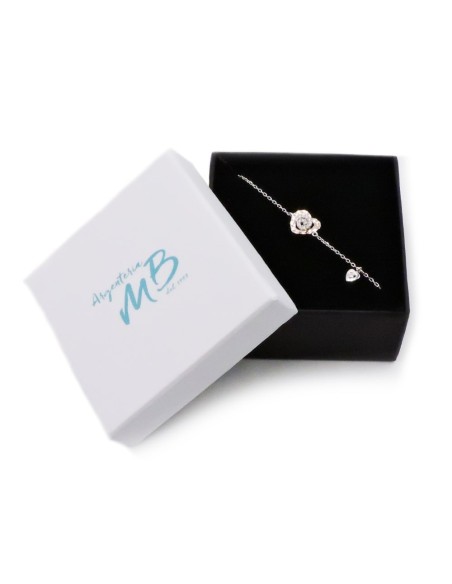 Bracciale Catena Donna in Argento 925 Rodiato Con Ciondolo Doppia Stella