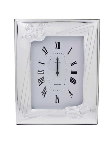 25th Anniversary Table Clock with Engraving Initials Included
