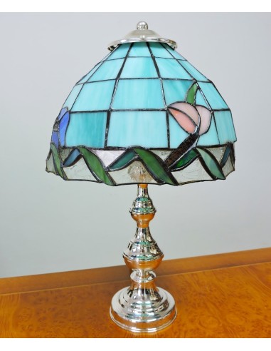 Tiffany Lamp with Silver Base and Turquoise...