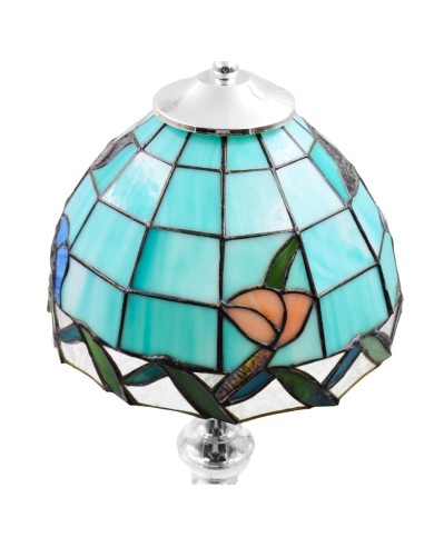 Tiffany Lamp with Silver Base and Turquoise...