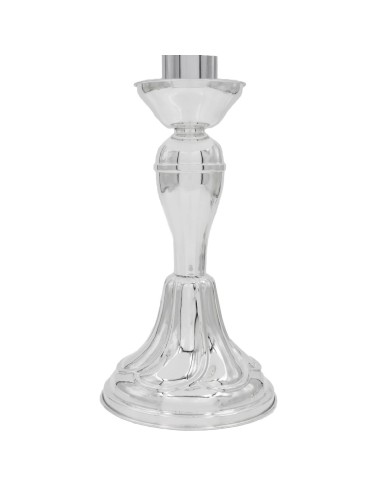 Lamp with Silver Base and White Glass Lampshade