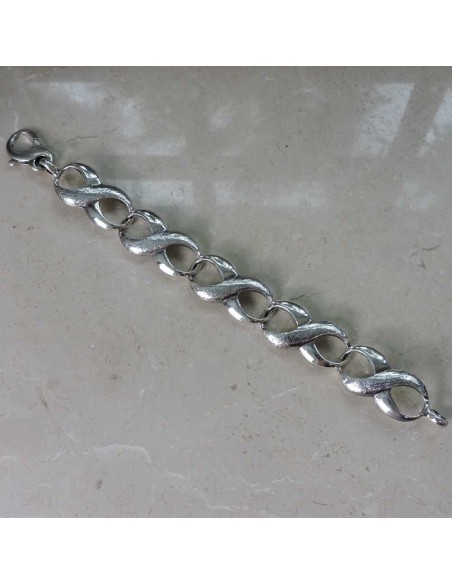 Unendliche Kettenarmband aus Poliertem und Gehämmertem 925er Sterlingsilber
