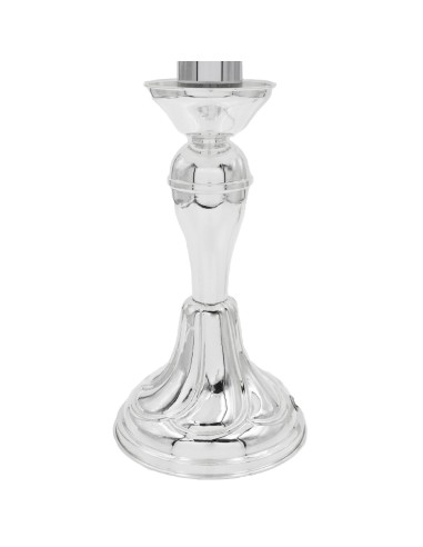 Lamp with Silver Base and White Fabric Lampshade