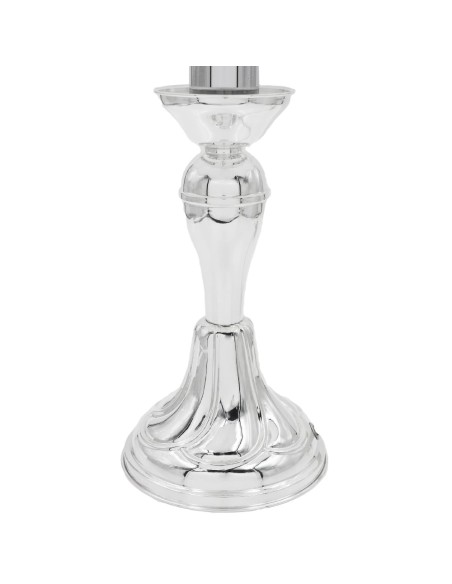 Lampada con Base Torsè in Argento con Paralume Bianco in Tessuto