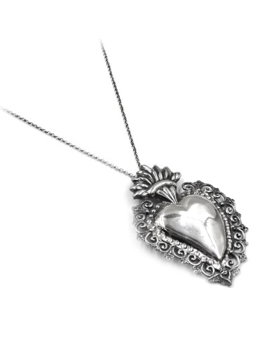 Sterling Silver Ex Voto Heart Necklace 