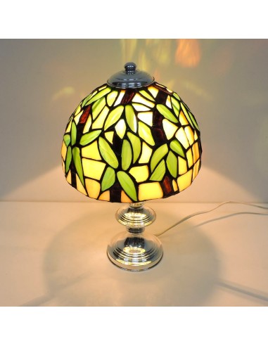 Tiffany Lamp with Silver Base and Green Glass...