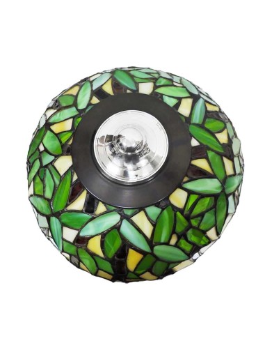 Lampada in Argento con Paralume Verde in Vetro...