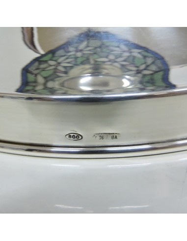 Silver Table Lamp with Tiffany Style Colored...