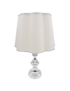 Lampada in Argento con Paralume in Tessuto Panna