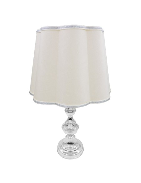Lampada in Argento con Paralume in Tessuto Panna