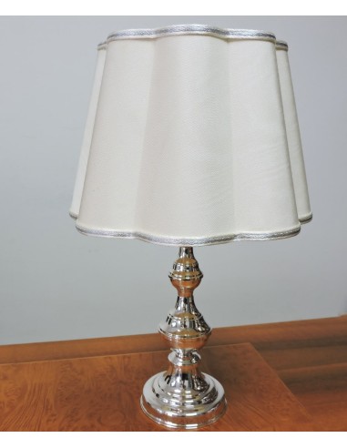 Lampada in Argento con Paralume in Tessuto Panna