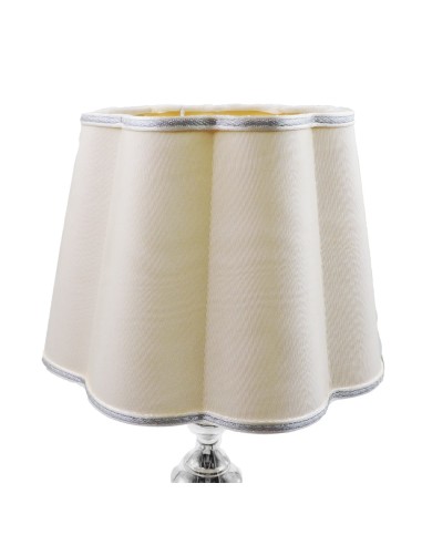 Lampada in Argento con Paralume in Tessuto Panna