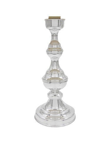 Lampada in Argento con Paralume in Tessuto Panna