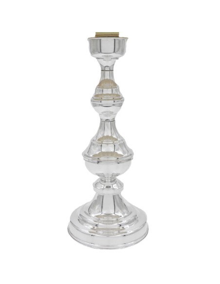 Lampada in Argento con Paralume in Tessuto Panna