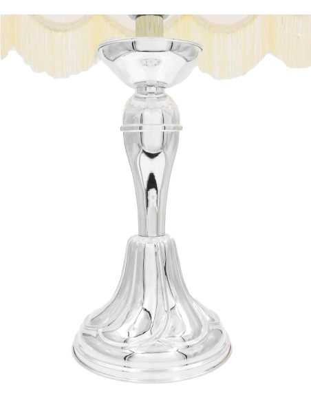 Abat Jour Lampe aus Silber mit Kuppelförmigem Lampenschirm