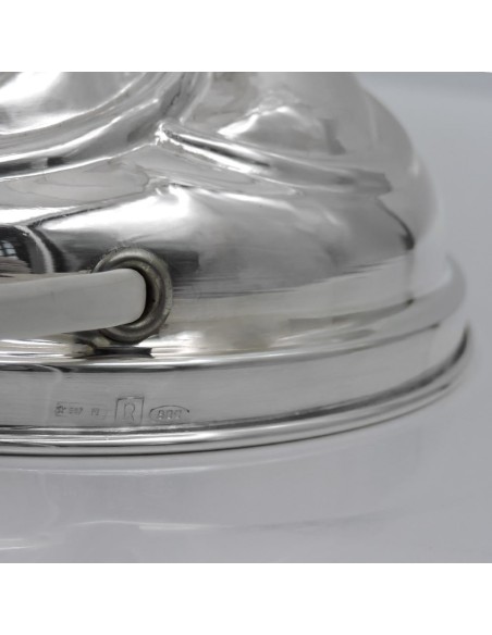 Abat Jour Lampe aus Silber mit Kuppelförmigem Lampenschirm