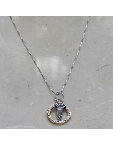 Sterling Silver Necklace with Crowned Horn...