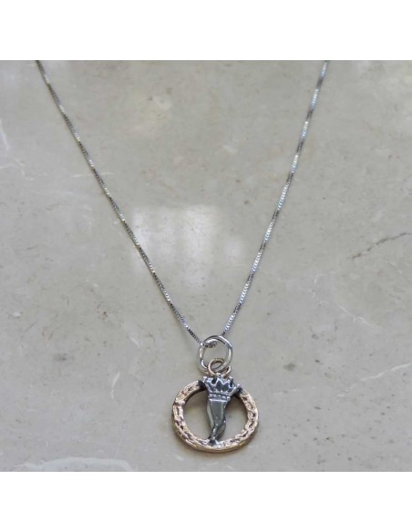 925er Sterlingsilber Halskette mit Horn und Kronenanhänger