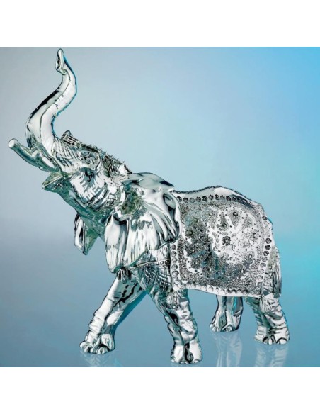 Elefante da Circo Scultura in Laminato Argento 