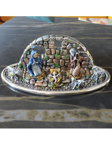Nativity Scene Sculpture Enamelled Silver