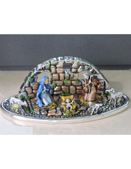Natività in Laminato Argento Smaltato