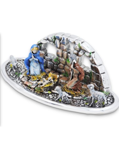 Natività in Laminato Argento Smaltato
