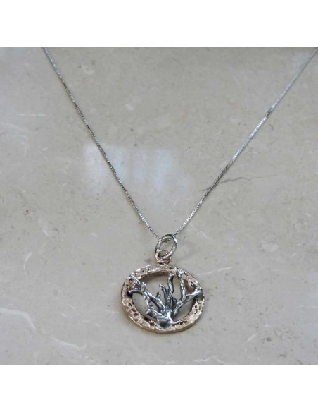 Sterling Silver Necklace with Coral Branch Pendant