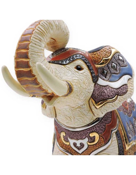 Weißer Indischer Elefant Keramikskulptur Limitierte Auflage