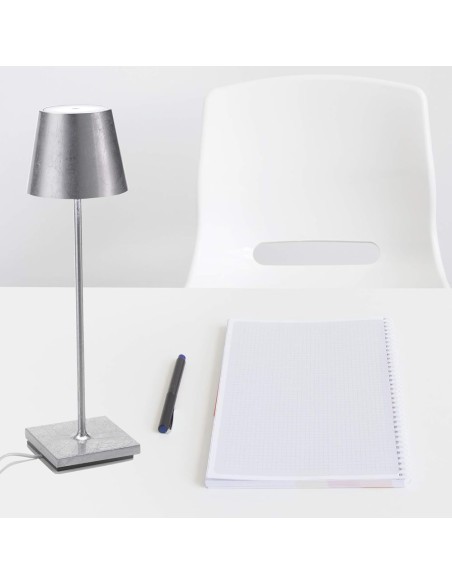 Zafferano Poldina Pro Table Lamp Silver