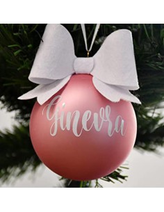 Palla per Albero di Natale in Vetro Soffiato Rosa...