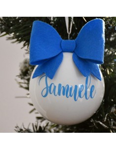 White Blown Glass Christmas Tree Ball Customizable with...