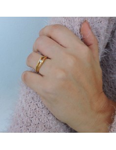 Anello in Argento Placcato Oro con Pietra Bianca 2