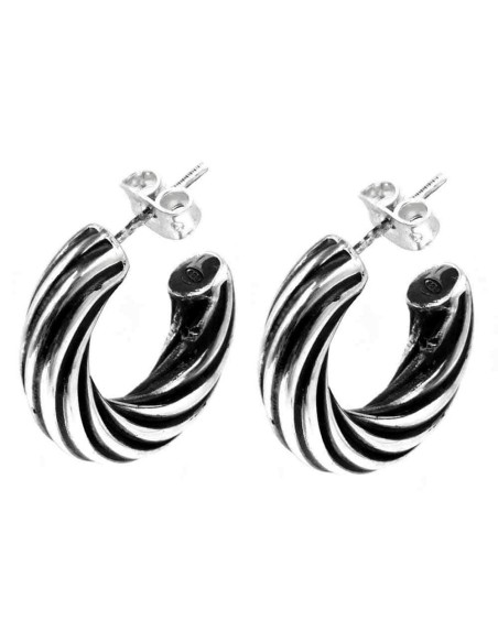 Orecchini Cerchio Spesso Torchon in Argento 925 Diametro 2 cm