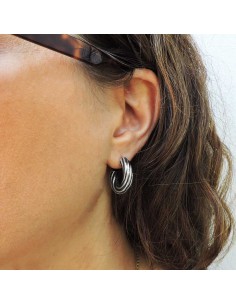  925 Sterling Silver Thick Torchon Hoop Earrings Diameter... 2