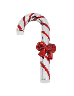 Candy Cane with Bow Christmas Decoration in Silver Plated...