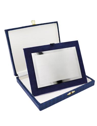 Plakette aus Satiniertem 925er-Sterlingsilber mit gestreiftem Rand 13 x 9 cm