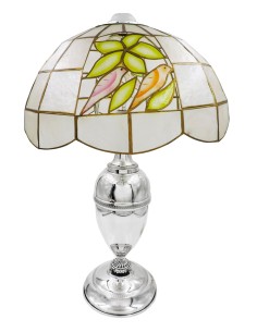Lampada Abat Jour in Argento Stile Impero con Paralume...