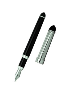 Penna Stilografica in Resina Nera e Argento 925