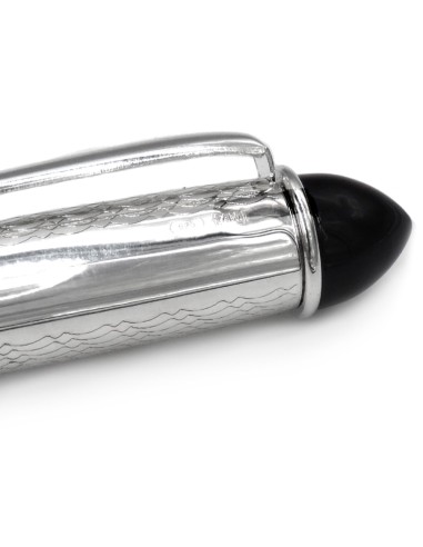 Penna Stilografica in Resina Nera e Argento 925