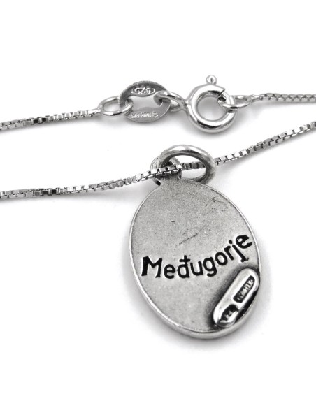 Virgin of Medjugorje 925 Sterling Silver Necklace with Medal