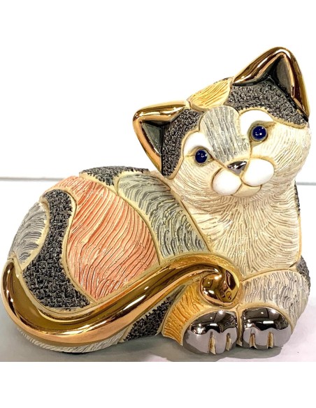 Gatto Calico Scultura in Ceramica De Rosa Rinconada