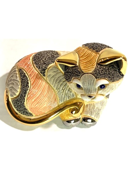 Gatto Calico Scultura in Ceramica De Rosa Rinconada